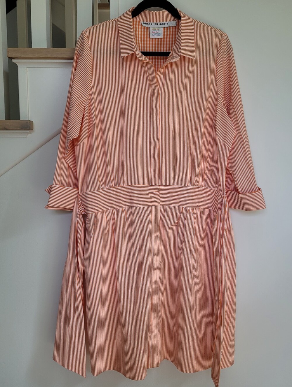 Gretchen Scott Wash & Wear Breezy Blousen Stripe Dress Size L - Picture 4 of 7